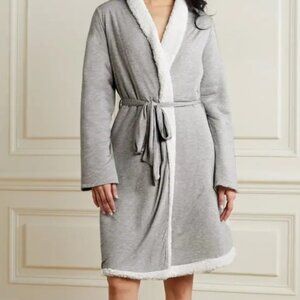 EBERJEY - Alpine Chic Reversable Modal-Jersey & Fleece Robe - Grey - Size S